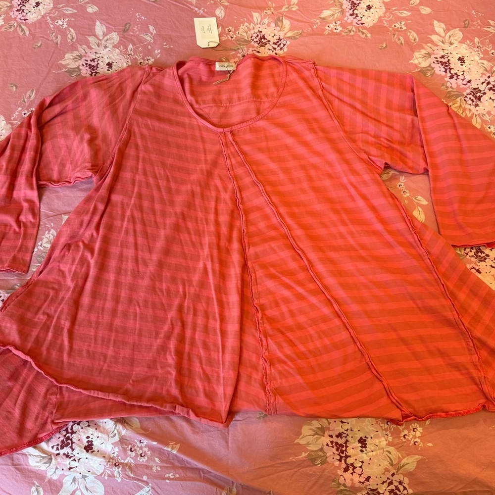 Krista Larson Billowy Shirt- Flamingo STJ (Striped Jersey) - NWT - OS